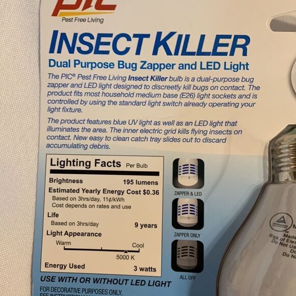 PIC dual purpose bug zapper and LED light.  Plugs into any bulb fixture - Picture 5 of 6